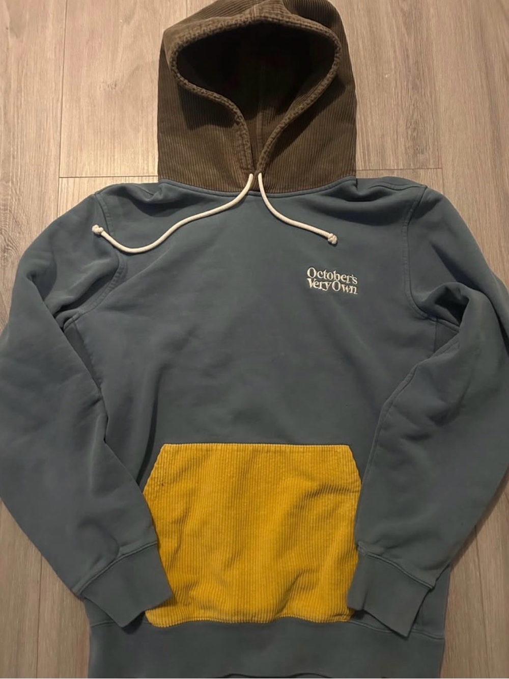 October's Very Own Men's Blue Hoodie with Yellow Pocket